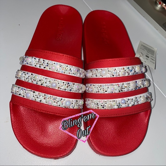 Red Adidas Slides - Picture 2 of 7